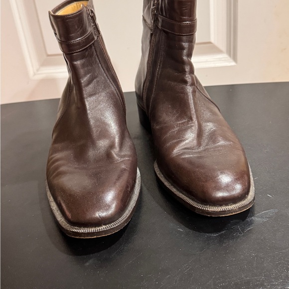 Bally Brown Leather Ankle Rudy Boots with Golden Buckle size 8.5